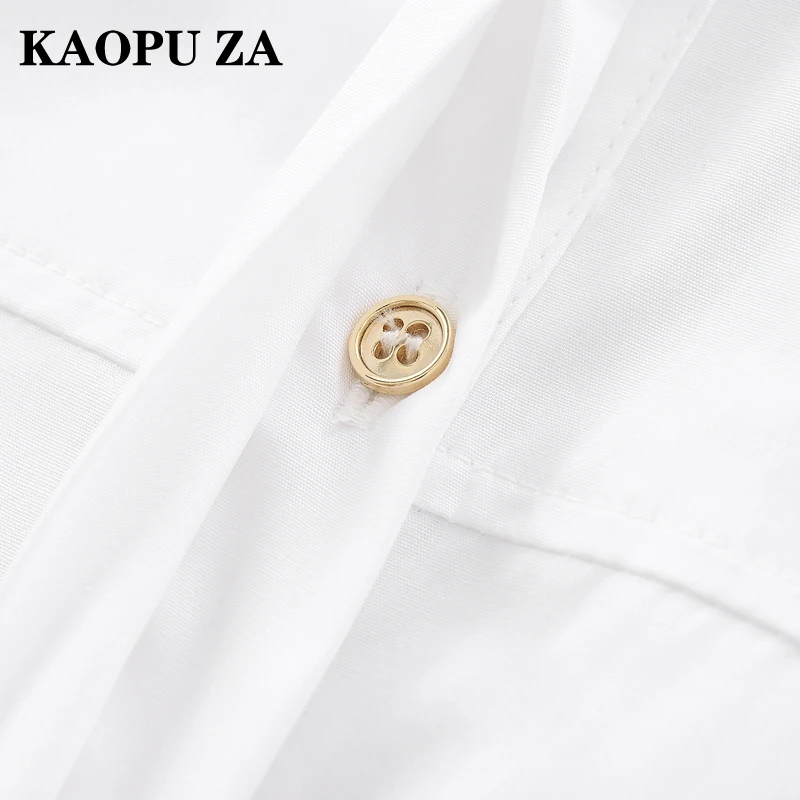 KAOPU ZA Camisa solta com cinto para mulheres, colarinho quadrado, moda casual, básico elegante, novo, primavera, outono, 2022