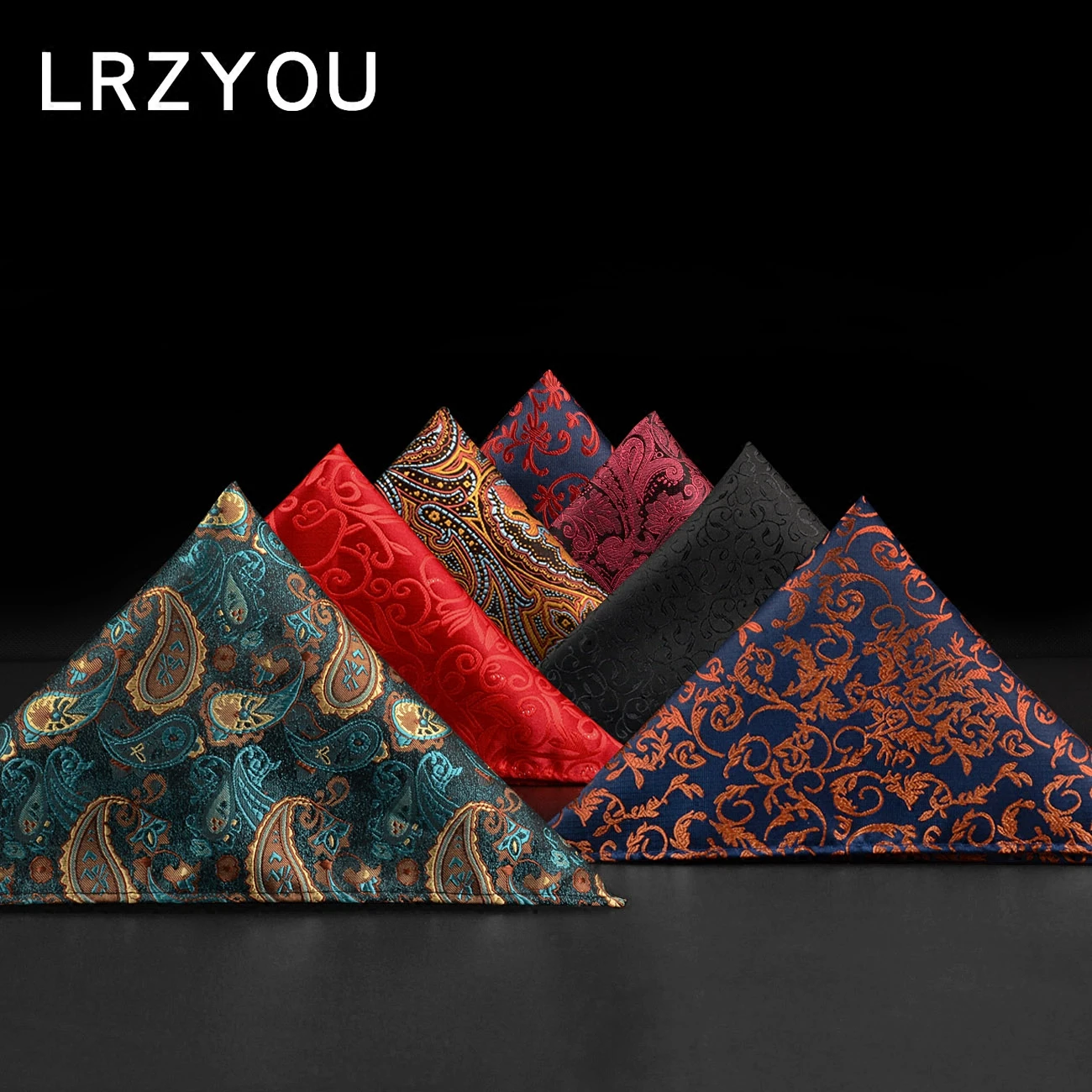 24cm Formal Paisley Pocket Square Mens Polyester Black Red Handkercheif Wedding Party Tuxedo Accessories Elegant Hanky Cravat