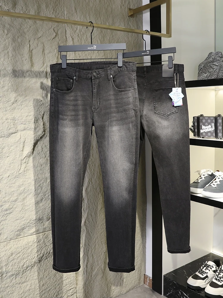 

Retro Smoke Grey Men's American High Street Summer Trend Straight Casual Jeans