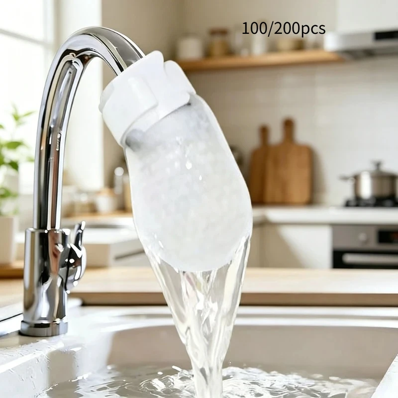 100/200Pcs Tap Water Filter Cartridges with Fastening Straps, Universal Home Sediment Filter Kit for Rust Sand Removal
