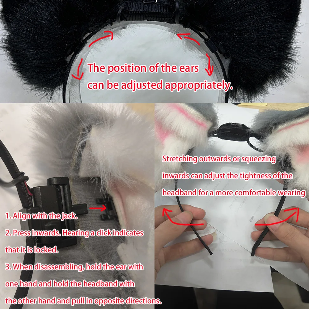Super Cute Electric Ears: Discover Automatic and Touch - Responsive Petting Modes cosplay Cat Fox Ear Detachable, Replaceable,