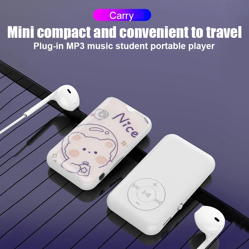 Mini cartoon pattern music MP3 player student sports running music walkman with data cable