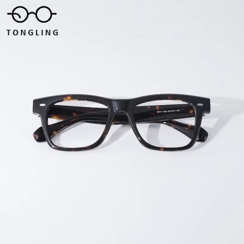 

Новые ретро-оправы из ацетата 2025 года для женщин и мужчин: модные квадратные оправы под черепаховый панцирь, доступны с диоптриями.