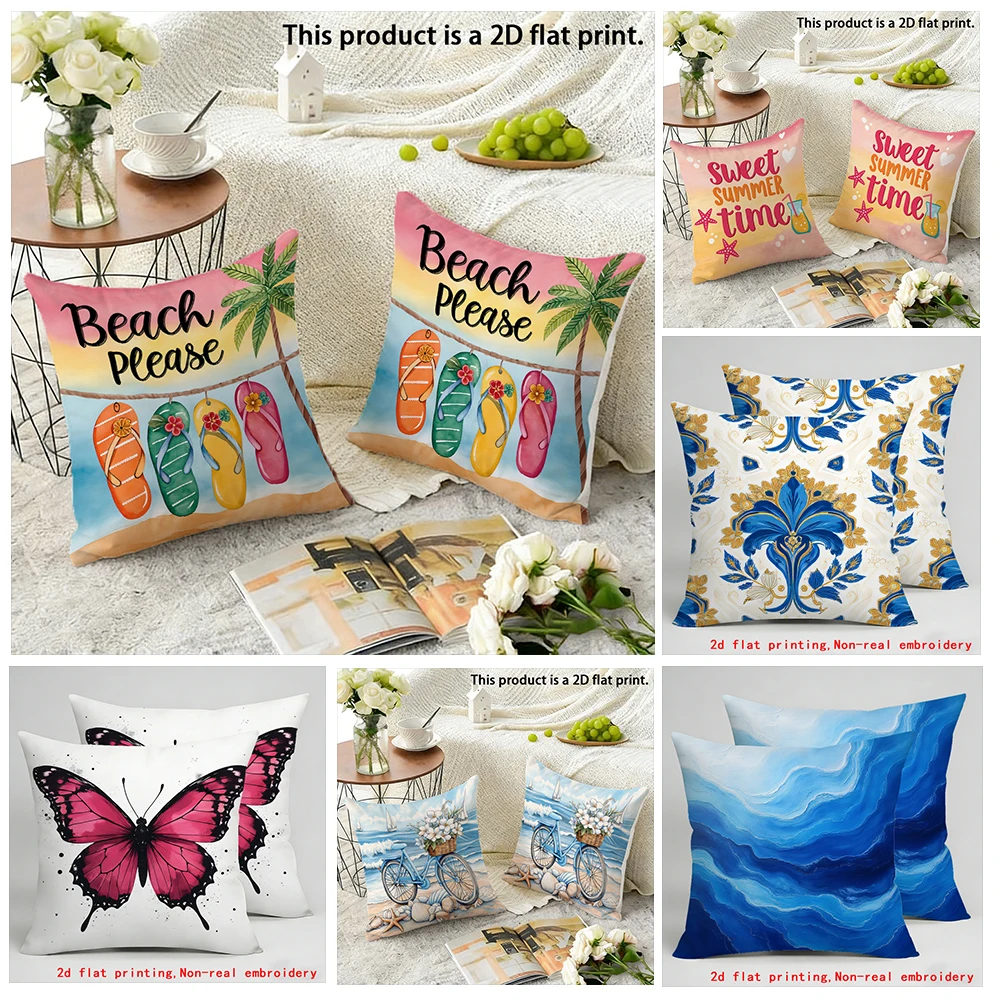 

Beach Please Printed PillowcaseCushion covers, zippered, decorative pillowcases, 45x45 cover sleeves