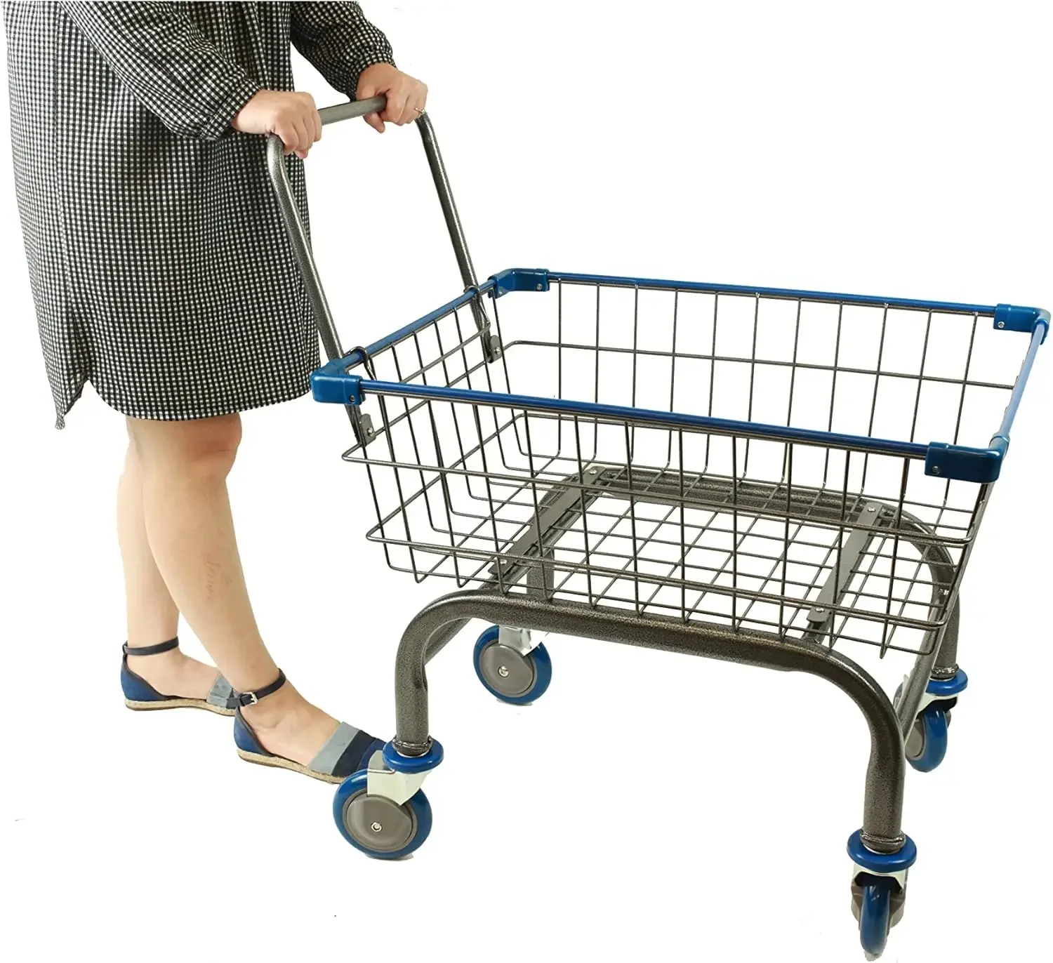 Duty Laundry and Grocery 1.8 Bushel Cart with U-Handle (Blue)