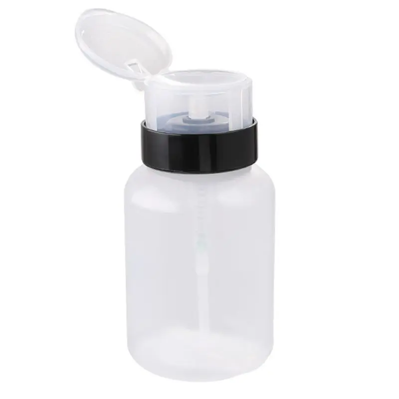 200ml Clear Push Down Refillable Empty Bottle Lockable Press Pump Dispenser for Nail Polish Makeup Remover Drop Shipping