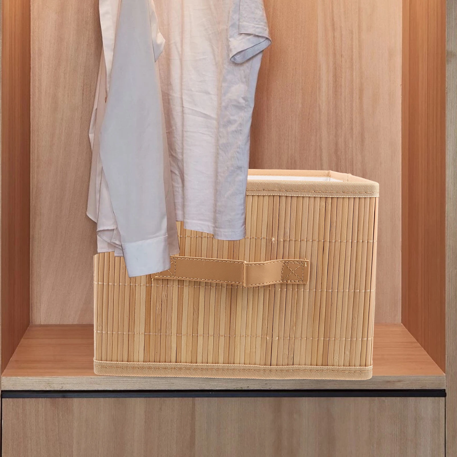 

Bamboo Storage Basket Foldable Clothes Bins Large Capacity Desk Wardrobe ganizer Home Storage Solutions Multi function Laundry