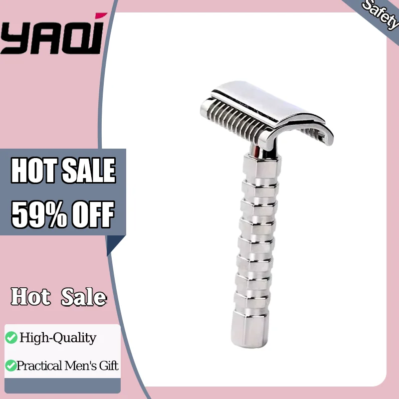 

YAQI Duomo Stainless Steel Safety Razor for Men Stainless Steel - Zero Irritation Adjustable Barber Precision Shaving Tool
