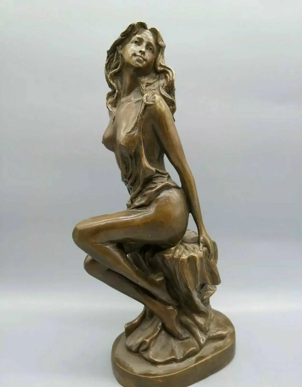 

Art Deco Sculpture Bronze Beautiful Nude Woman Girl Copper Statue Figures