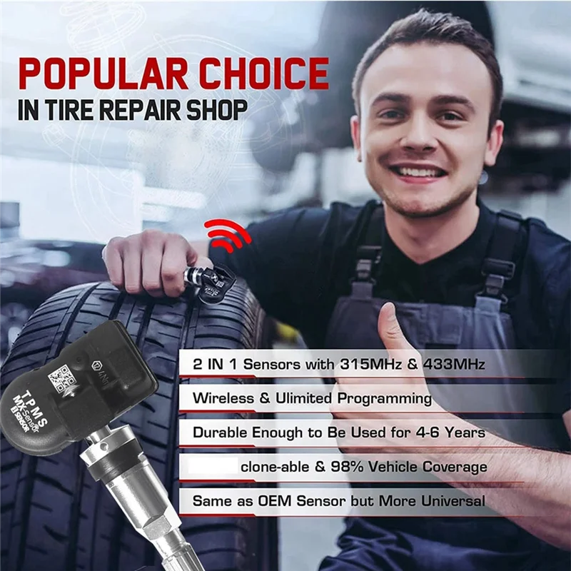 

6Pcs Programmable MX Sensor 315MHZ+433Mhz Universal 2 In 1 Tire Pressure Monitoring System TPMS Tool-Program For AUTEL