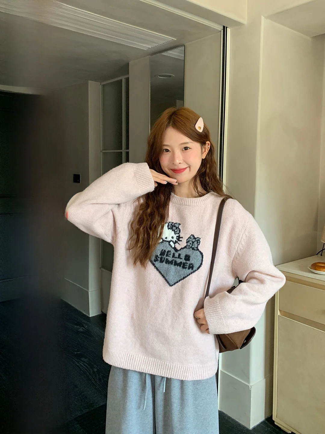 

Очаровательный мягкий и уютный корейский модный вязаный свитер свободного кроя для женщин, универсальный, с эффектом омоложения