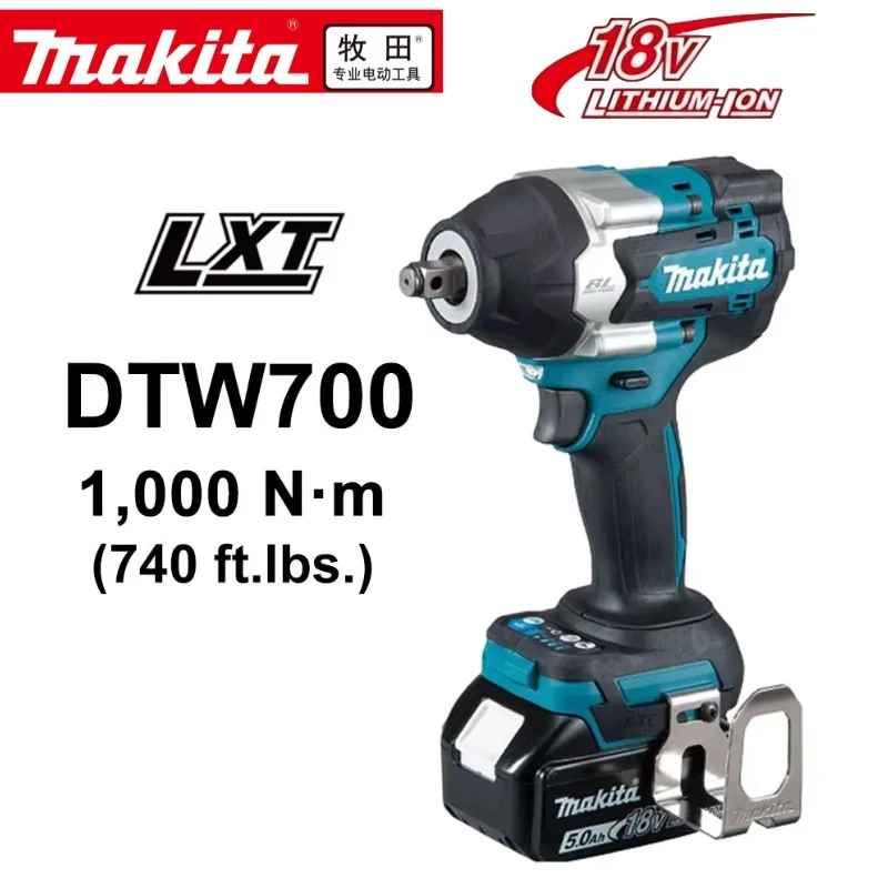 Makita – akumulatorowy, bezszczotkowy klucz udarowy DTW700, 1/2 cala, 18 V, kompatybilny z akumulatorami, narzędzie elektryczne do napraw samochodowych.
