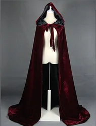 Cape longue en velours Everak à capuche pour adultes, costume de vampire Wicca médiéval, costume de sorcière, robe verte, noire, rouge, Halloween, carnaval, combat de Pourim