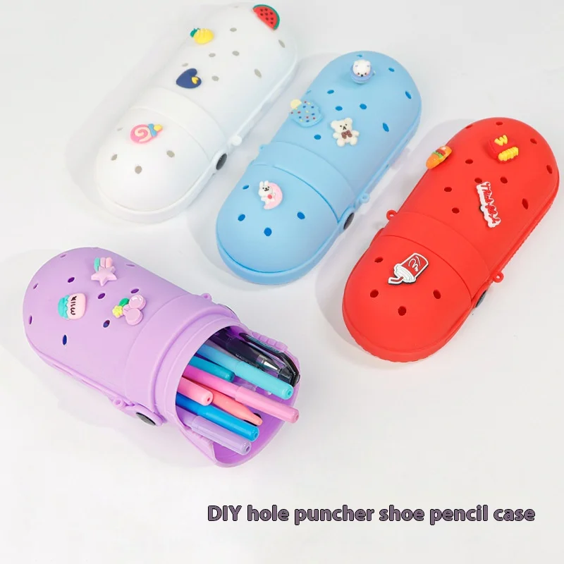 

Silicone Makeup Organizer Box – Kids Pencil Case & Stationery Holder, Large Slipper‑Style Storage