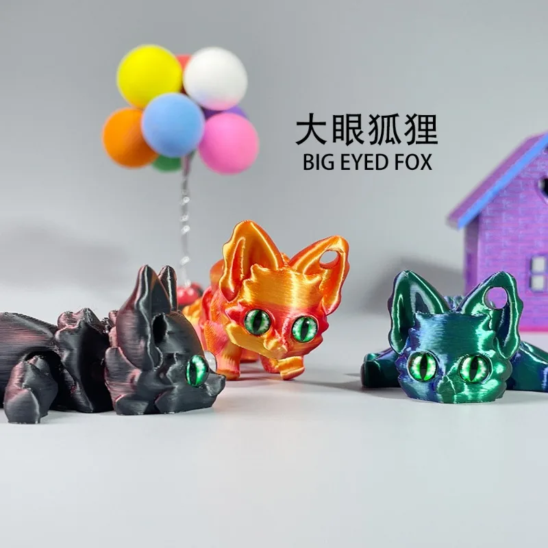 

12cm Creative 3D Printing Fox Joints Movable Model Creative Friends Gifts Home Decorative Ornaments Mini Stress Relief Toys