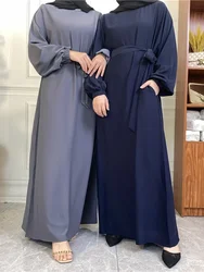 Simples abaya dubai muçulmano hijab vestido manga elástica básico fechado abayas para mulheres turquia ramadan roupas islâmicas kaftan robe