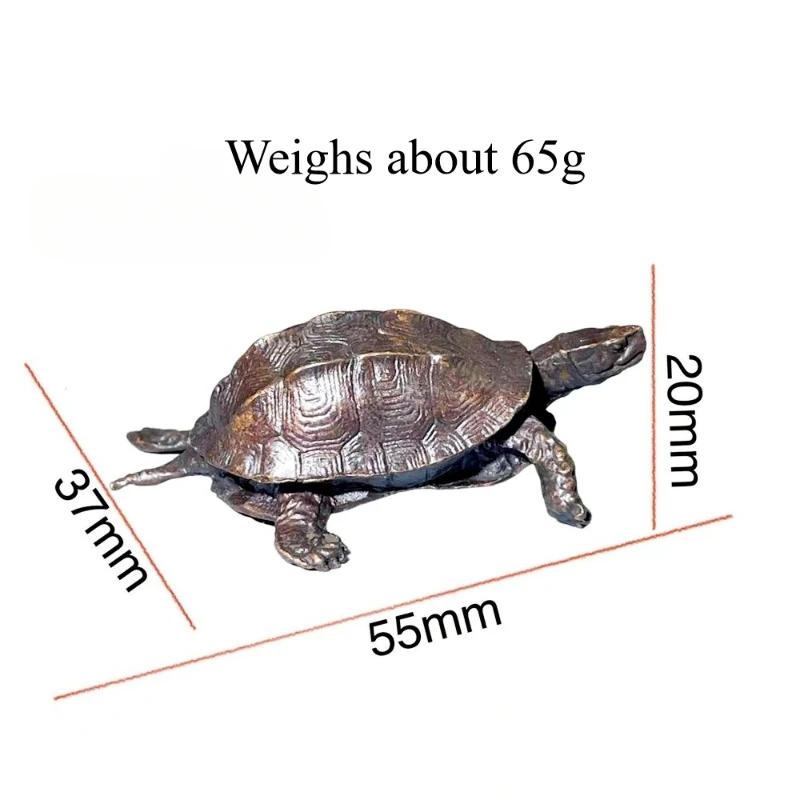 Little Fairy/Retro Copper Feng Shui Longevity Turtle Statue Desk Small Ornaments Home Decoration Craft Accessories Animal Statue