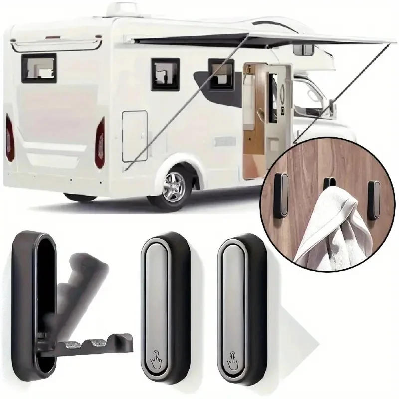 

1/2/3PC Aluminum Alloy Folding Hooks For Campers Bathroom Storage Space-Saving Foldable Design Wall-Mounted Organizer