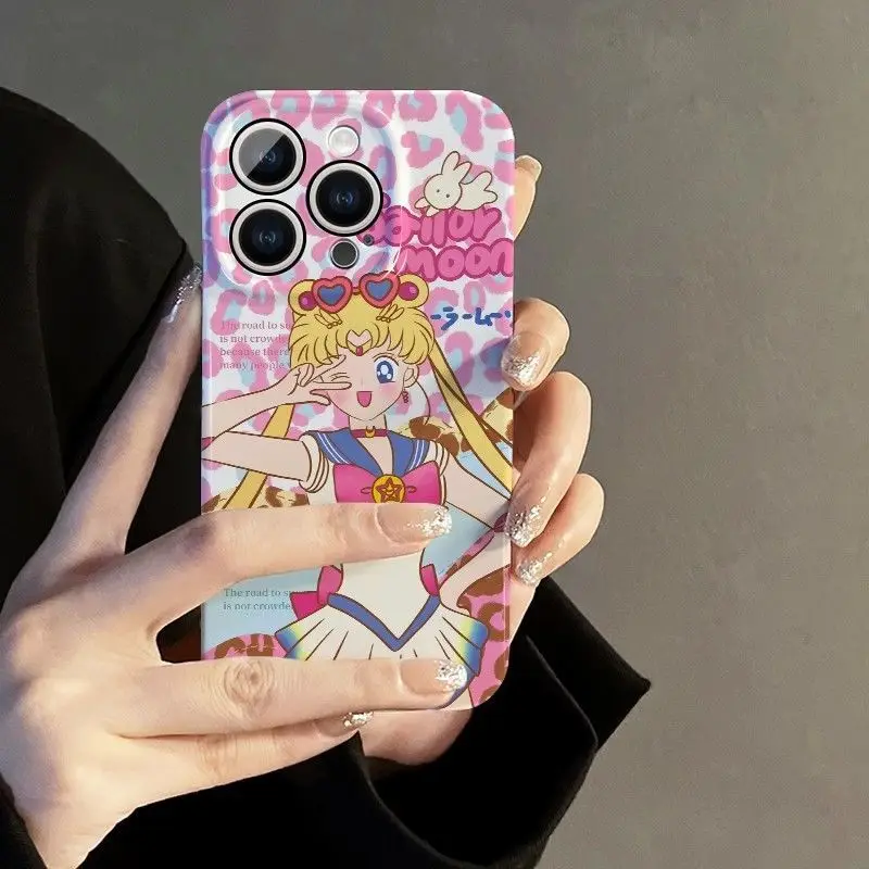 New Kawaii Sailor Moon Phone Case Anime Cartoon 16Promax Phone Case Cute Beauty Iphone15 Printed Protective Case Birthday Gifts