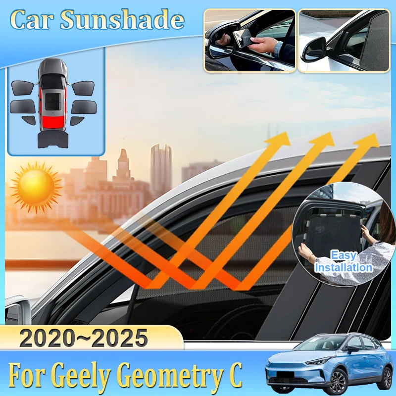 

Car Window Sunshade For Geely Geometry C M6 2020 2022 2023 2024 2025 Curtain Mesh Blocks UV Rays Blackout Mesh Auto Accessories