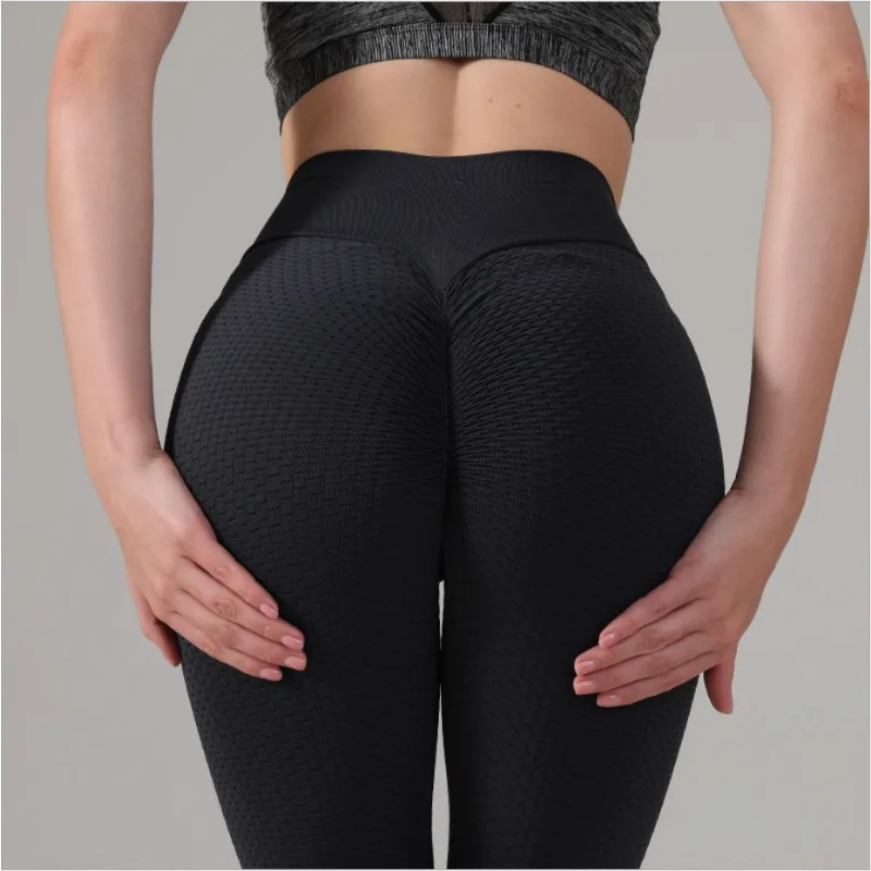 New Women Elastic Bubble Pants Female Workout Yoga Fitness Leggings Seamless High Waist Butt Liftting Fashion Sports Pants