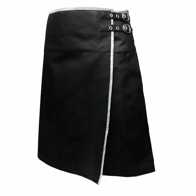 Men\'s Gladiator pleated skirt PU leather casual punk Carnival skirt shorts Scottish skirt pants