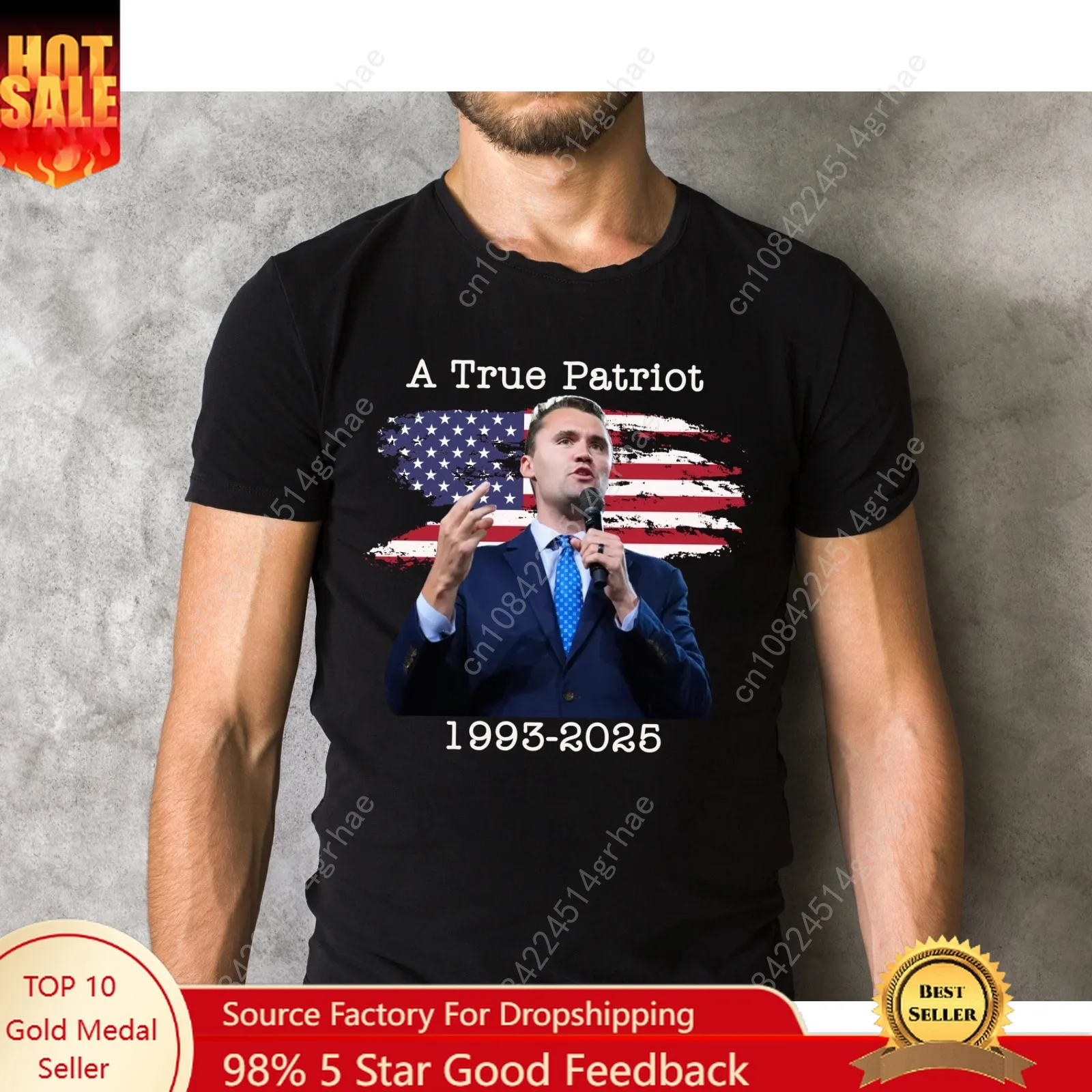 

Charlie Kirk Shirt, True Patriot 1993-2025 Rip Memorial American Flag Shirt