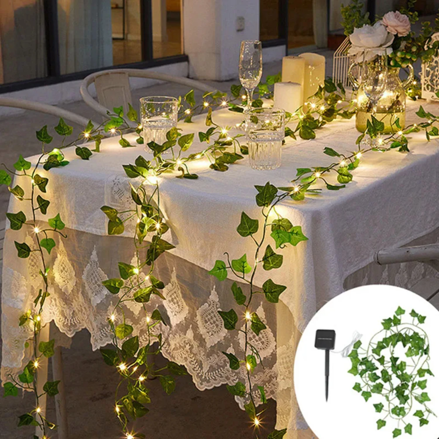 20/50/100 LED Battery Ivy String Lights Waterproof Solar Christmas Garland  Fairy Garden Wedding Party Outdoor Indoor Decor