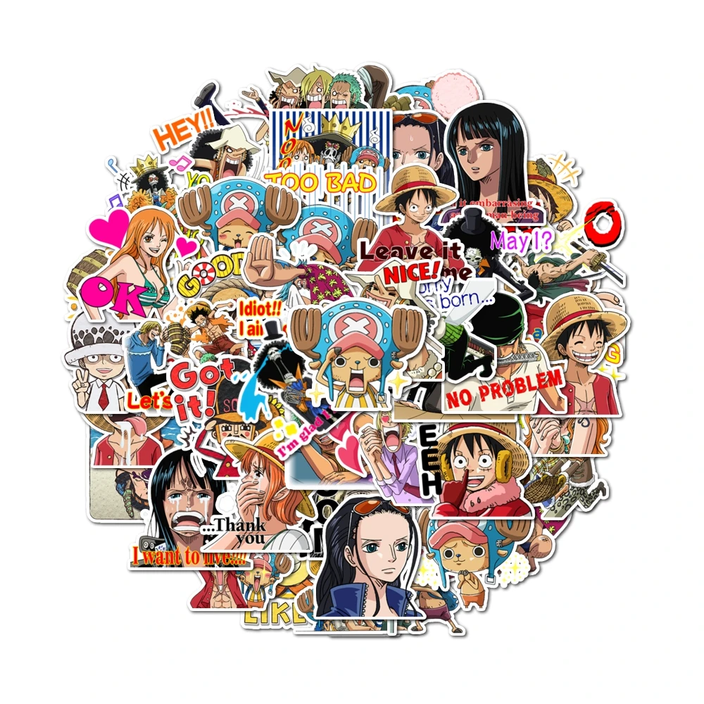 48pcs Party gifts, funny animated One Piece stickers, wall tabletop mugs and other decorations that can be used for the party