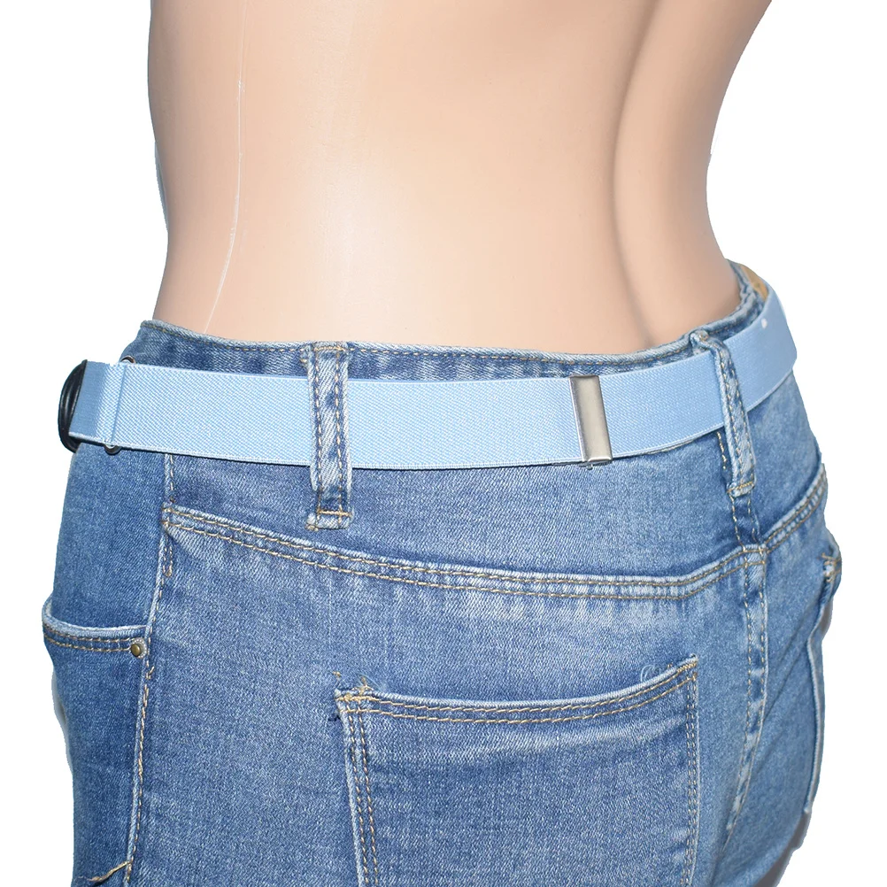 

Adjustable No Buckle Stretch Waist Belt Elastic Unisex Pants Jeans Dress Light Blue Comfortable Flexible Belt No Buckle Belts