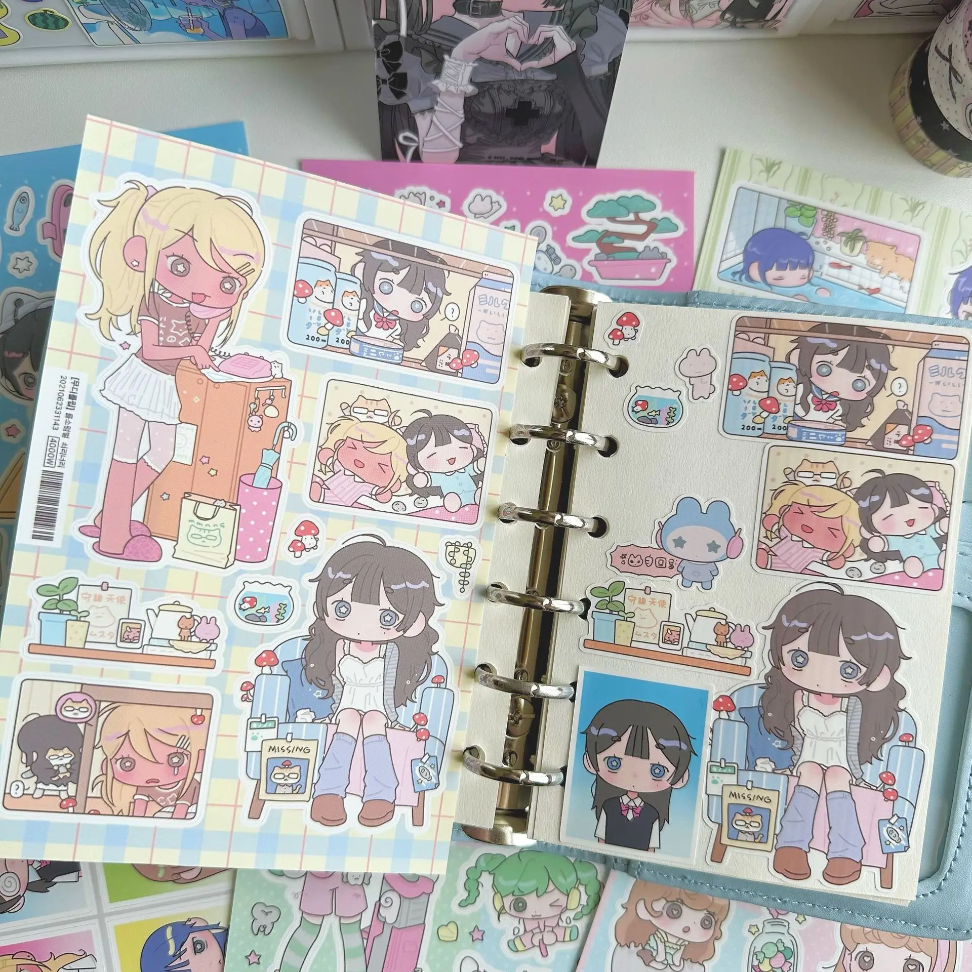 ملصقات فتاة كرتونية لطيفة على الطراز الكوري ملصقات هاراجوكو مذكرات جوكا اليدوية ملصقات كرتونية للنظام الكوري INS