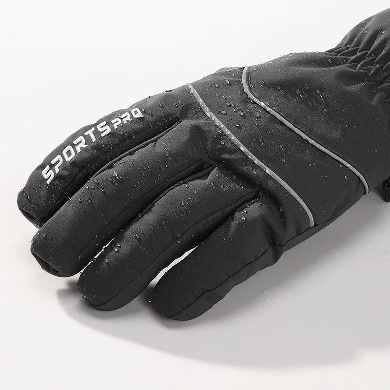 Guantes de esquí acolchados de terciopelo para hombre, manoplas cálidas a prueba de viento con pantalla táctil, para montar en motocicleta, para invierno y al aire libre