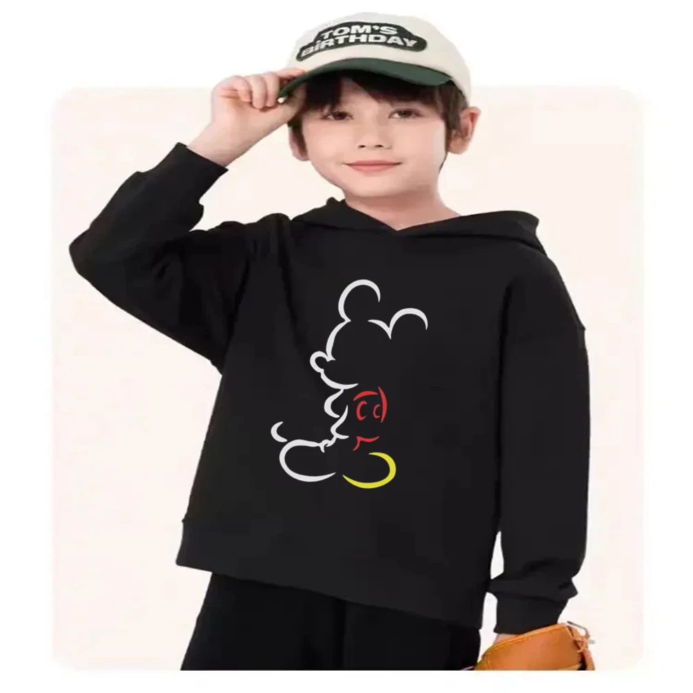 

Disney Mickey Mouse Boy black Clothing Hoodies coat Children Girl pink Kids Casual Sweatshirts cartoon red Tops Spring Autumn