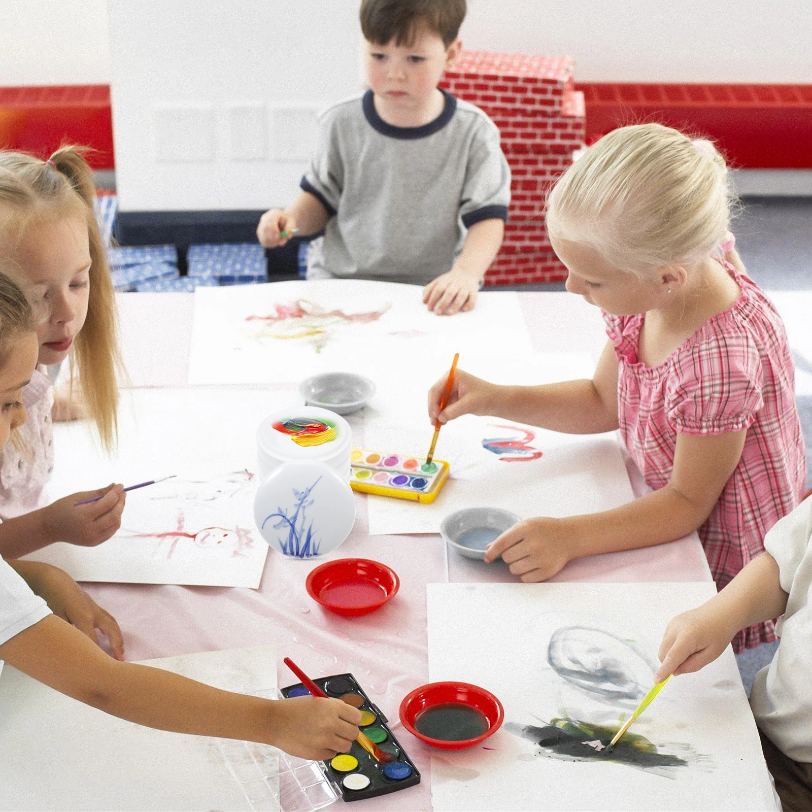 

1Set Watercolor Pigment Tray Ceramic Paint Tray Five Layer Creative Pallet Easy Clean Practical Painting Tool Pigment Board