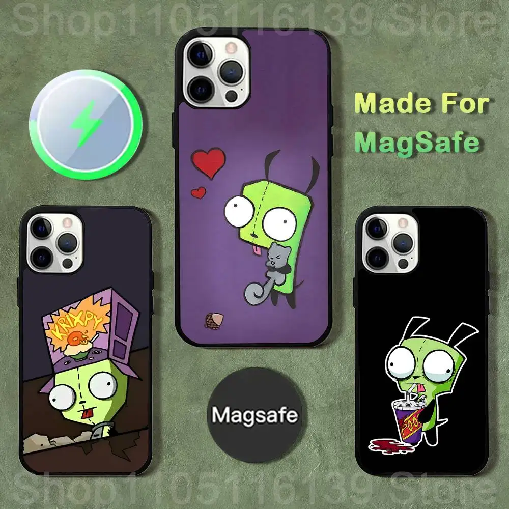 

Cartoon I-Invader Zim Phone Case For iPhone 17,16,15,14,13,12,11,Pro,Max,Plus,Mini,SE4,E Magnetic Magsafe Wireless Charging