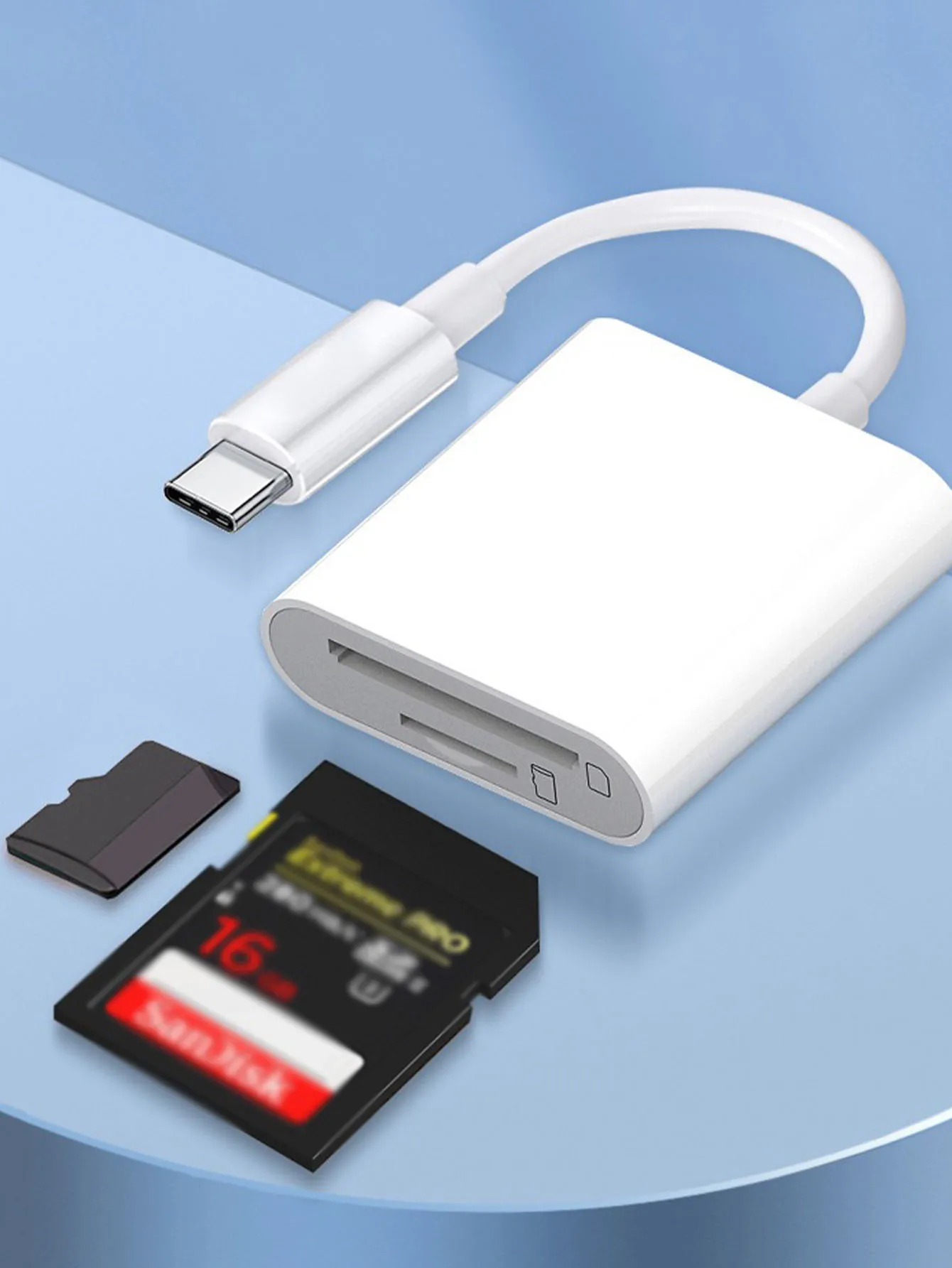 Two-in-One Type-c Smart Card Reader, USB 3.0, Universal OTG Card Reader, Supports SD/TF Card Reader