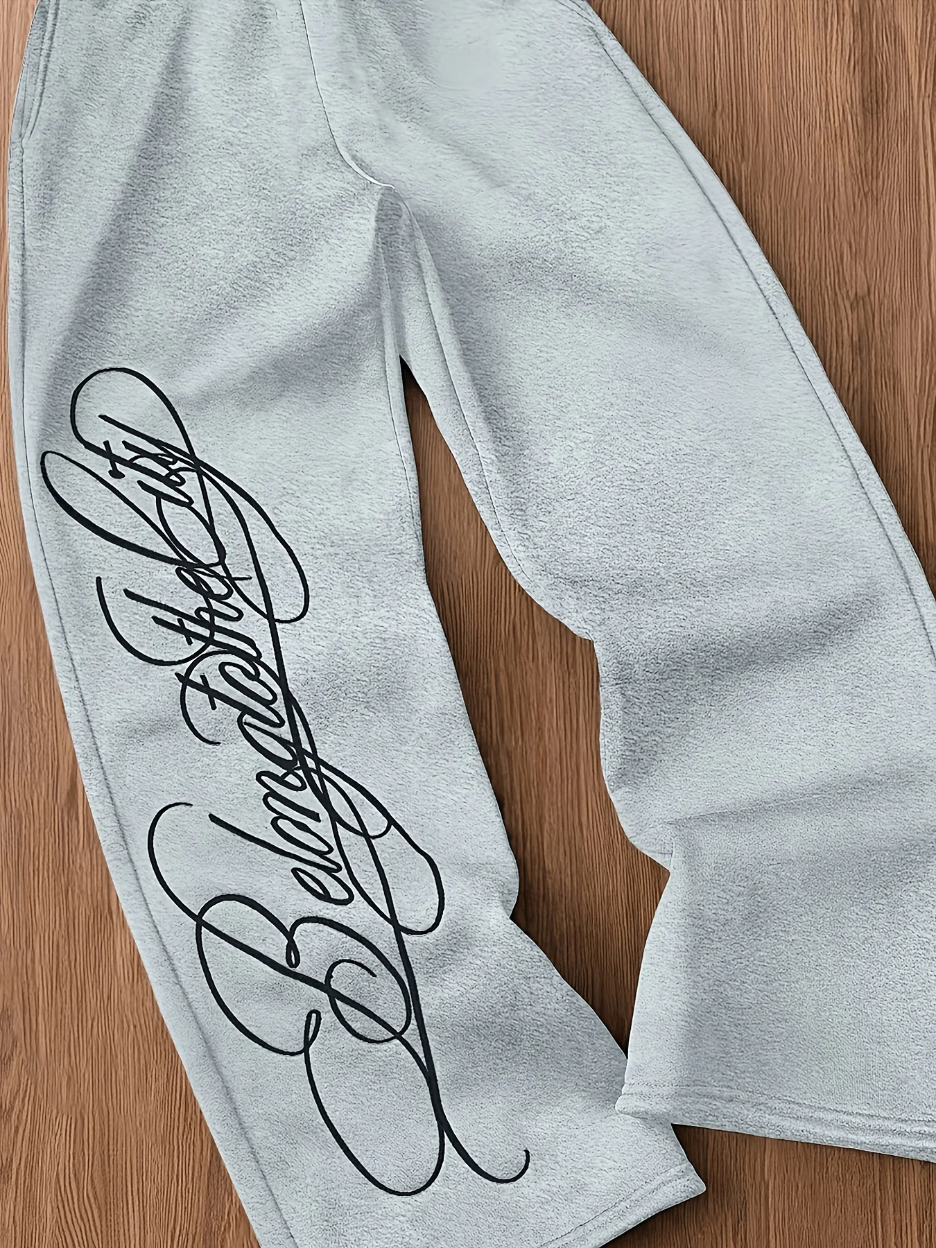 2026 Men's Black Letter-printed Trousers, Pure Cotton Straight-leg Pants, Casual Elastic Waist Jogger Pants