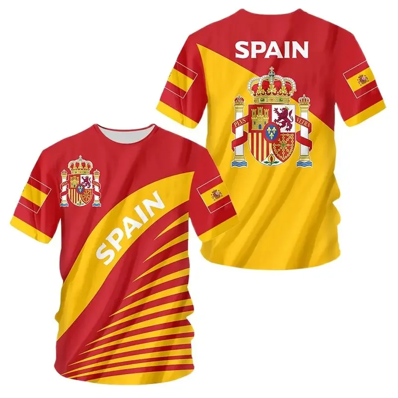 2022New T-Shirt Spain National Emblem Flag 3D Printed Streetwear Men Women Fashion CrewNeck T Shirt Harajuku Tees Tops Clothing