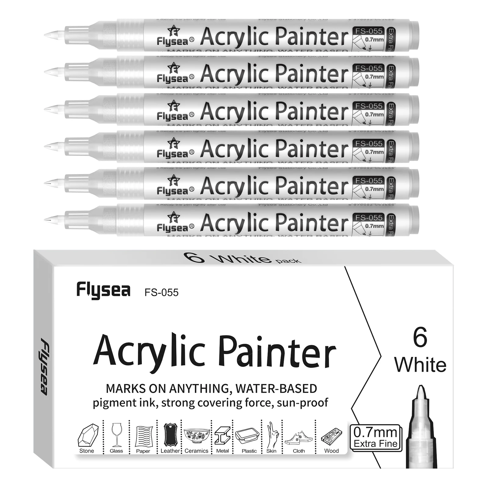 Acryl-Farbmarker-Set 6/12/28 Farben 0,7mm/3,0mm Acryl-Kunstmarker für Stein Glas Leinwand Metall Keramik Tasse Holz Kunststoff – Detail 13