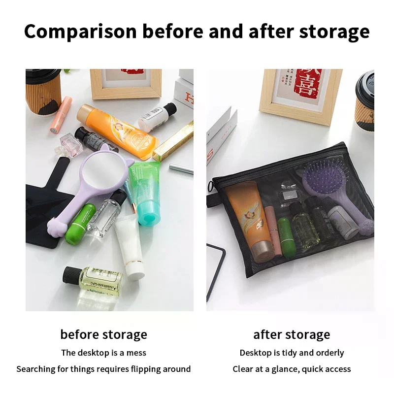 

Черная/серая/белая сетчатая косметичка, дорожная косметичка для хранения, органайзер, женская косметичка на молнии, портативный чехол для туалетных принадлежностей