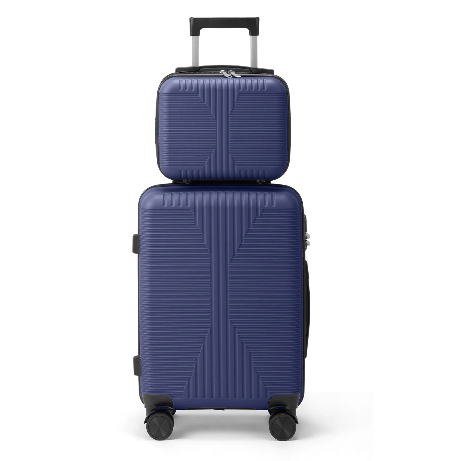 PP Trolley Case 12in 20in 2PCS Suitcase Set Navy Blue