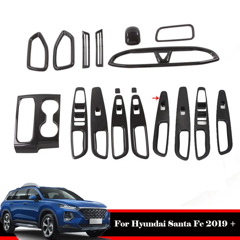 LHD For Hyundai Santa Fe SantaFe 2019-2022 interior accessories window lift switch cover gear shift panle water cup holder cover