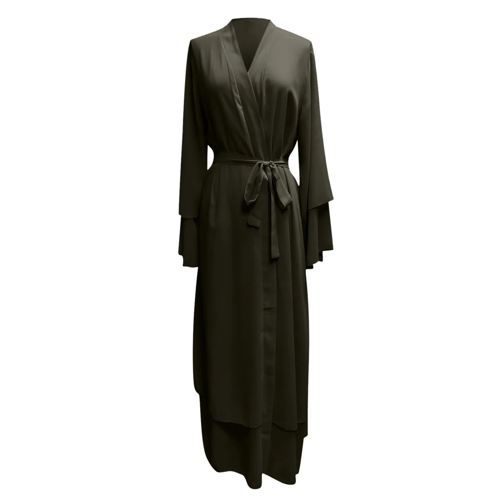 Fashion Chiffon Abaya Kimono Dubai Muslim Cardigan Abayas Women Casual Robe female Islam Clothes With Belt Muslim Dress Women