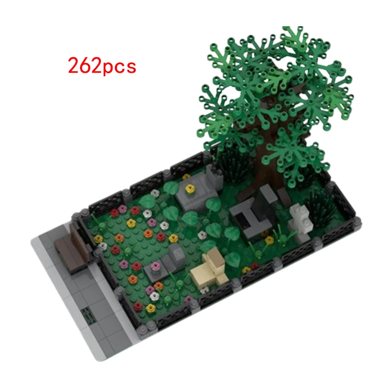 

Spot small particle MOC church cemetery trees 262pcs building block models gifts toys puzzle ornaments