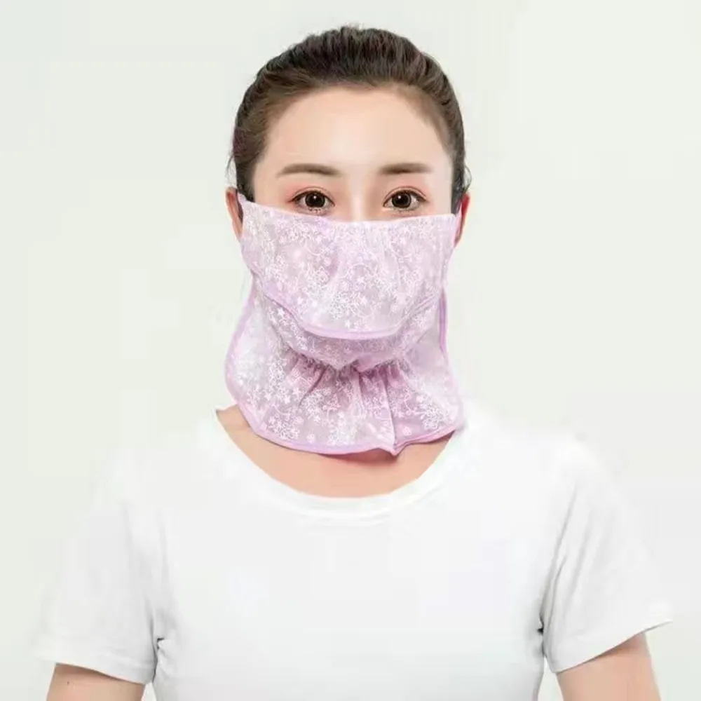 New Breathable Anti-UV Lace Sunscreen Mask Hanging Ear Scarves Mask Face Cover Scarf Cycling Scarf Face Veil Anti-sun Mask