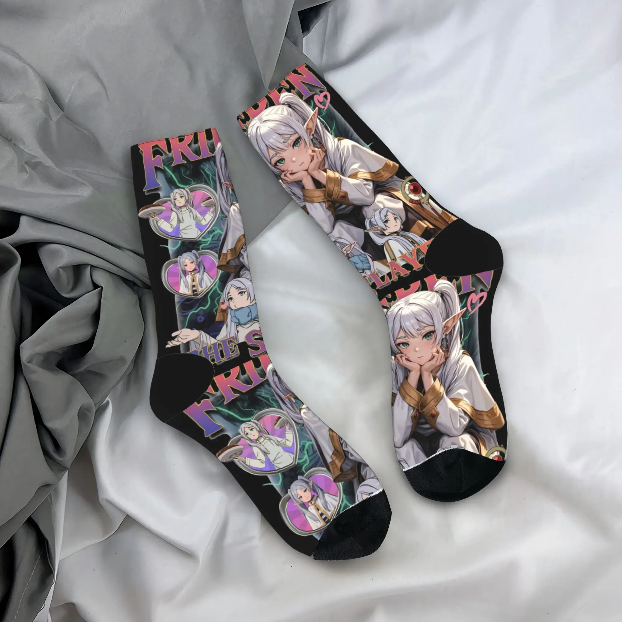 

Забавные мужские носки Happy, повседневные носки в стиле аниме Sousou No Frieren, женские носки из полиэстера с графическим рисунком, весна-лето, осень-зима