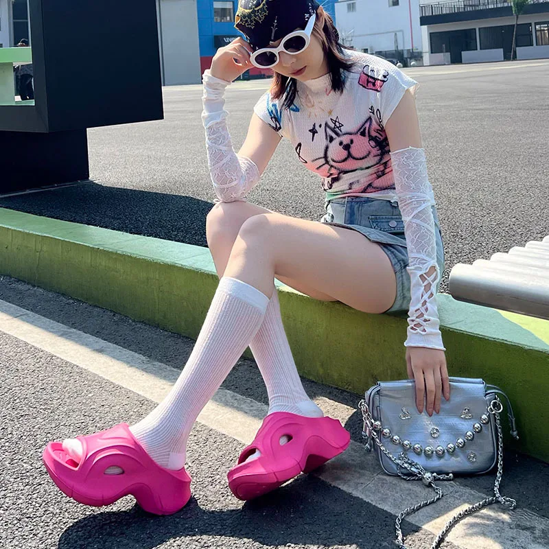 

2026 Spring Summer Women's Trendy Minimalist Thick Sole Platform Slides Comfort EVA Height Increasing Slide Sandals For Outdoor