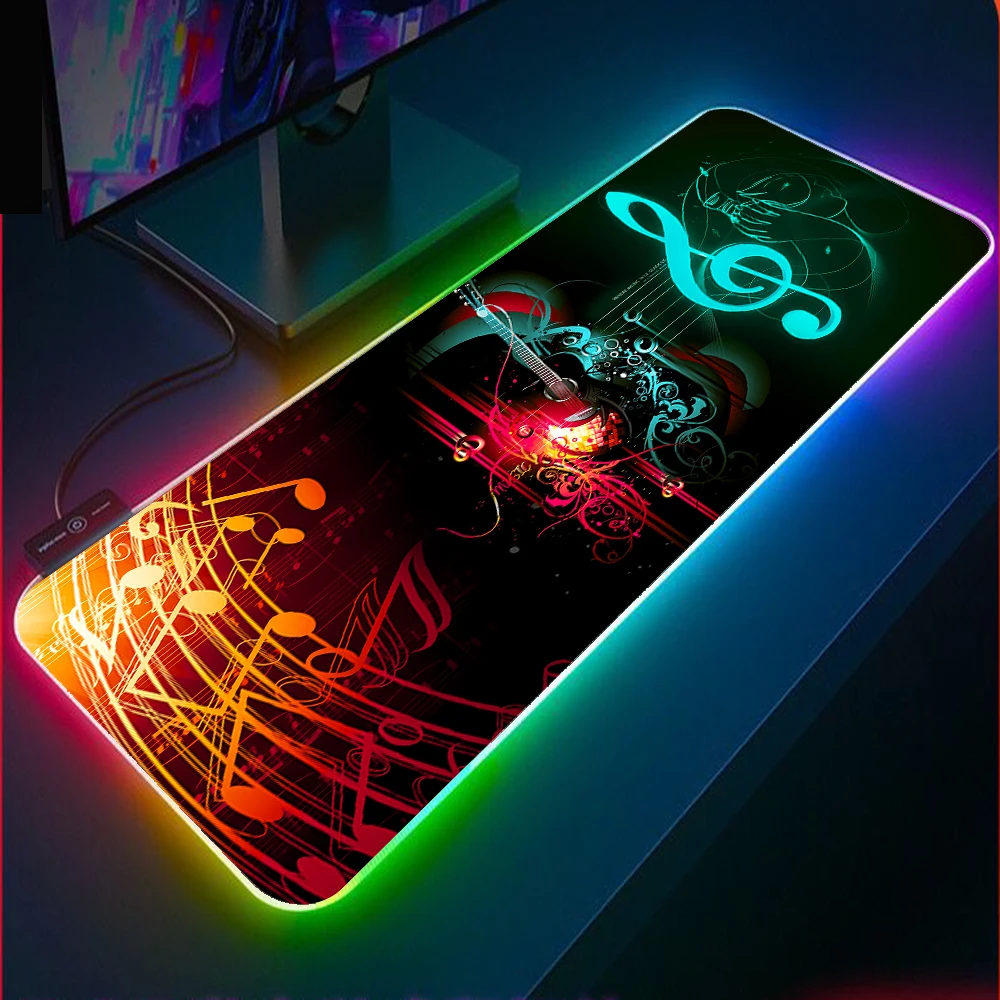 Musical Note Gaming Mouse Pad RGB Locking Edge Mouse Pad PC Computer Laptop LED Backlit Keyboard Pad CS GO Dota 2 Lol Gamer XXL