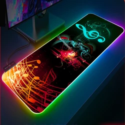 Musical Note Gaming Mouse Pad RGB Locking Edge Mouse Pad PC Computer Laptop LED Backlit Keyboard Pad CS GO Dota 2 Lol Gamer XXL