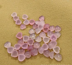 Real GEM-Sale 10pcs/pack Natural Purple Pink Agate Carnelian Bead Cabochon 8mm 10mm 12mm Hearts Gemstone Jewelry Ring Face